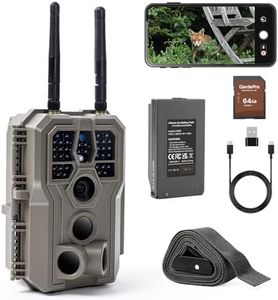 GardePro E8 2.0 Pro 4K Wildlife Camera WiFi Bluetooth, with 7800mAh Rechargeable Battery and 64GB SD Card, WiFi range 165 ft, 64MP Trail Camera, Wildlife Camera with Night Vision Motion-Activated