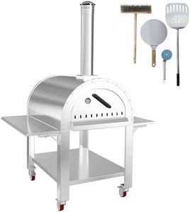GarveeLife Pizza Oven Outdoors Portable | Stainless Steel Mobile Charcoal Pizza Oven | Insulation | with Table Top On Both Sides | Pizza Cooking Accessories | Ideal for Backyard Camping （44x32x80inch）