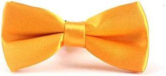 Children Kids Toddler Boys Girls Silk Satin Adjustable Length Bow Tie Solid Colour Pre Tied Bow Tie Necktie Tuxedo Wedding (Pumpkin)