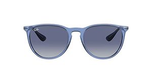 Ray-Ban RB4171 Erika Round Sunglasses, Transparent Blue/Light Grey Gradient Dark Blue, 54 mm