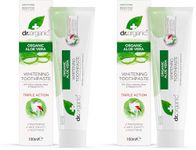 Dr Organic Aloe Vera Toothpaste, Whitening, Natural, Natural, Vegan, Cruelty-Free, Paraben & SLS-Free, Organic, 100ml, Packaging May Vary (Pack of 2)