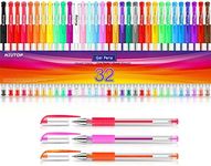 Niutop 32 Colors Fine Tip Gel Pens for Adult Coloring Books, 32 Marker Set Colored Pen with 40% More Ink for Kids Drawing, Doodling, Bullet Journaling, Crafts and Scrapbooks, Multicolor