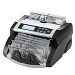 DOMENS Money Counter Machine UV/MG/MT/IR Detection Bill Counter,US Dollar Value Count Cash Counter, ADD and Batch Mode,LCD Display (Black+Grey)