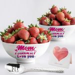 shiningsoul 2 Mom's Cereal Bowl and 1 Mom's cereal Spoon with Greeting Card, Mom I CEREALSLY Love You 7'' Bowl and Spoon Set Birthday Retirement Engraved Gift Idea Box