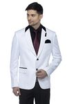 FAVOROSKI Designer Men's Slim Fit Velvet Notch Lapel Collar Single Breasted Blazer (White, 5XL)