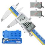 Digital Vernier Caliper, Preciva Electronic Caliper 150mm Blue with Extraordinary LCD Screen, Digital Precision Tool Vernier Micrometer Stainless Steel with Mm/Inch Conversion, Splash Resistant