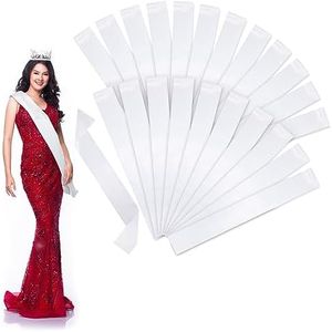 Sparkle and Bash 24 Pack Blank White Satin Sashes Bulk for Pageants, Bachelorette Party, Prom (4 x 33 Inches)