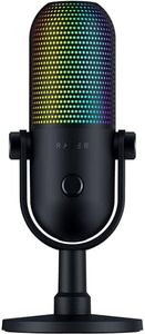 Razer Seiren V3 Chroma RGB USB Microphone: Stream & Game Reactive Lighting - Tap-to-Mute Sensor - Condenser Mic - Digital Gain Limiter & Shock Absorber - PC, Discord, OBS Studio, XSplit - Black