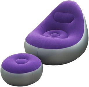 Ymonoe Inflatable Chair, Portable Inflatable Sofa Folding Lazy Sofa Blow Up Couch with Footrest Stool, Air Couch Outdoor Furniture for Indoor Outdoor (Purple, Large)