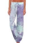 iniber Women's Comfy Pajama Pants Casual Lounge Pant Wide Leg Palazzo Stretch Drawstring Bottoms, 18, Medium