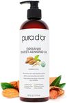 PURA D'OR Organic Sweet Almond Oil (473ml) Ecocert & USDA Certified Organic Carrier Oil, 100% Pure & Natural Hexane Free Soothing Vitamin E Oil for Skin & Face, Facial Polish, Full Body, Massages, DIY Base (Packaging may vary)