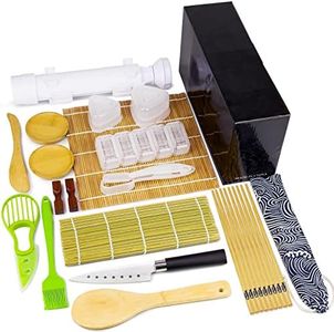 DIY Sushi Making Kit for Beginners, Simple Home Sushi Maker Tools Set - 22 in 1 Sushi Bazooka Roller Kit with Chef’s Knife, Bamboo Mats, Bazooka Roller, Rice Mold, Sushi Mats, Rice Paddle