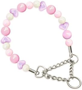 JOGIA Pink Princess Beaded Dog Collar - Handmade Martingale Collar for Small, Medium & Large Dogs, Lavender Purple Design, Cute Fashion Girl Dog Accessories
