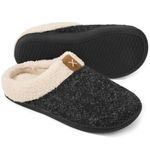 ULTRAIDEAS Men's Bedroom Slip On House Slipper with Memory Foam, Indoor Home Shoe Slipper with Non Slip Rubber Sole for Outdoor, Gift for Men (9-10 US, Black)