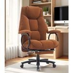 Efomao Big and Tall Office Chair 500LBS for Back Pain Relief, Heavy Duty Executive Office Chair with Foot Rest, Ergonomic Office Chairs for Long Hours Sitting, Computer Chairs. Caramel Brown