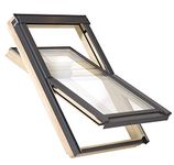 YARDLITE DVX Pine Wood Frame Roof Window, FSC Certified, Vented Centre-Pivot Loft Attic Skylight. Bundle with Plain, Slate, Tile or Universal Flashing - M4A (78 x 98cm) + Universal Flashing