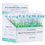 104 Pack Bulk Toothbrushes w/Cover Caps, Individually Wrapped Disposable Travel Toothbrush, Value Size, Long Lasting 3+ Months, Med-Soft Manual Teeth Brush Bristles - Green