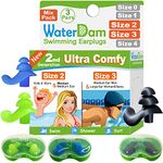 WaterDam Swimming Ear Plugs Great Waterproof Ultra Comfy Earplugs Prevent Swimmer's Ear (Size 2+2+3 (Green Blue Black))