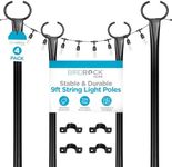 BIRDROCK HOME String Light Poles 9ft - Weather Resistant Metal Posts for Hanging String Lights Fence Posts for Outdoor Patio Deck - Ideal for Backyard Garden Parties, Wedding Lighting - Pack of 4