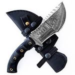 BIGCAT ROAR Handmade Damascus Tracker Knife - Full Tang Fixed Blade Hunting Knife with Sheath and Walnut Wood Handle - 25.4 EDC Outdoor Knife - Black Jaguar