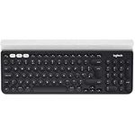 Logitech K780 Multi-Device Wireless Keyboard for Windows, Apple android or Chrome, Wireless 2.4GHz and Bluetooth, Quiet, PC/Mac/Laptop/Smartphone/Tablet, QWERTY UK Layout - Dark Grey/White