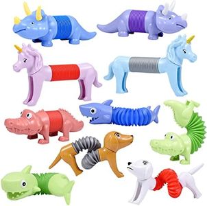 Boxgear 5-Pack Pop Tubes Mixed Animal Fidget Toys – Sensory Tubes for Toddlers – Cute Animal Sensory Fidget Toys for Girls and Boys – Stress-Relief Pop Sound Spring Toddler Sensory Toys