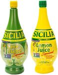 Sicilia Lemon & Lime Juice Bundle 100% Natural 1 Bottle of Each Flavor. 7.0 oz. Each.