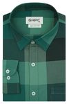 GHPC 100% Cotton Big/Buffalo Checks Full Sleeves Regular Fit Formal Shirt for Men (Green, FSF804718_38)