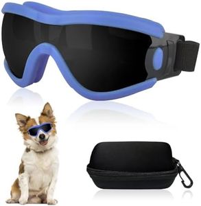 Mitubati Dog Goggles Small Breed Dog Sunglasses with Adjustable for UV Protection Eyewear Doggy Doggie Puppy Glasses Anti-Fog Wind Dust Snowproof (Blue Frame Black Lens)
