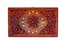 SOGRA Wooden Jewellery Box Hand-Crafted Kashmiri Wooden Elegance Jewellery box | Jewellery box | Exquisite Jewel Organizer for Women (8 x 5 x 2.5 Inch)