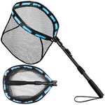 PLUSINNO Floating Fishing Net, Rubber Coated Fish net for Easy Catch and Release, Fishing Nets Freshwater for Bass, Trout, Walleye, Kayak, Folding Landing Net for Easy to Carry and Storage