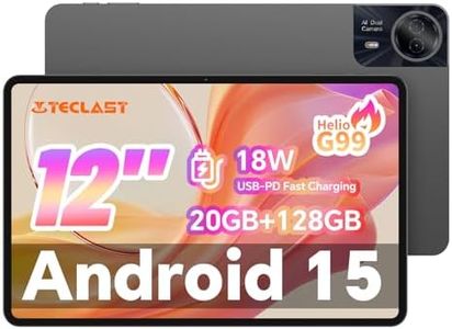 TECLAST T60Pro Tablet, 12'' Android 15 Tablet, 2K Resolution, 20GB+128GB(1TB TF), 8-core Helio G99 for Streaming, 8000mAh/15W Fast Charge, 2.4GHz+5GHz WiFi, GPS, Four Speakers, Widevine L1, 8+13MP