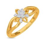 KISNA Women's Real Diamond Jewellery 14KT Yellow Gold SI Diamond Ring, Blossom S14