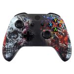 eXtremeRate Tiger Skull Faceplate Cover, Soft Touch Front Housing Shell Case, Comfortable Soft Grip Replacement Kit for Xbox One S & Xbox One X Controller