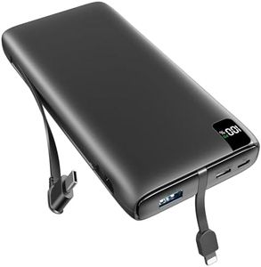 SOARAISE Batterie Externe 26800mAh, 22.5W QC 3.0 Charge Rapide Power Bank avec 4 Sorties & 2 Câbles Intégrés USB C Chargeur Portable pour Smartphones et Tablettes