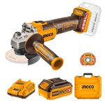 INGCO Cordless Angle Grinder, Grinder machine with 4.0 Ah Battery and Charger, Variable Speed Cutter Machine,M10,3000/6000/9000 rpm