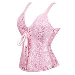 Hengzhifeng Corsets Women's Gothic Brocade Strap Bustiers Party Top Plus Size (X-Small,Pink)