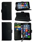 London Gadget Store For BlackBerry Leap - Carbon Fibre Style Leather Wallet Flip Skin Case Cover with Mini Capacitive Stylus Touch Screen Pen, Screen Protector and Polishing Cloth in Black