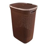 Cello Creta Laundry Bag/Basket with lid, Dark Brown, 50 Ltrs.