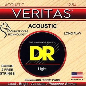 DR Strings Veritas Phosphor Bronze Acoustic Guitar Strings, 12-54 Light (VTA-12)