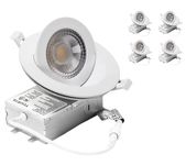 YUURTA (4-Pack) 4-Inch 9W Adjustable Eyeball Gimbal LED Recessed Light Color Selectable 3000K/4000K/5000K 120V 900lm Dimmable Suitable for Wet Locations ETL Listed IC Rated (White, 3CCT)