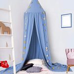 CeeKii Bed Canopy,Kids Nursery Room Decorations,Round Dome Mosquito Net,Play Tent Crib Nook for Babies Children's Bedroom DIY with Free Stars,Hight 94.5 inches (Blue)