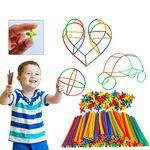 Tod2Teen DIY 100+ Colourful Plastic Pipe Straw Blocks and 100+ Connectors Toy Set for Kids | Jumbo Size 4D Space Educational Building Sticks Blocks | Motor Skills, Hand-Eye Coordination | Ages 3+ Yrs