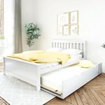 Max & Lily Solid Wood Full-Size Bed with Trundle Bed, White