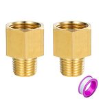 Breezliy Brass Pipe Fitting Reducer Adapter 3/8" NPT Female X 1/4" NPT Male Extension Connector （2-Pack）