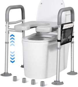 AZETIO Height Adjustable Raised Toilet Seat with Handles, Multi-Use Toilet Seat Risers for Seniors, Elevated Toilet Riser with Storage Pouch (without Bucket)
