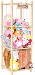 Woodure Stuffed Animal Toy Storage Organizer, Wooden Stuffed Animal Zoo Holder Soft Toy Organizer for Nursery Play Room Bedroom Kid Room