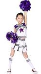 Little Girls Cheerleader Uniform Outfit Cheerleading Costume Fun Varsity Brand Youth Purple White (Purple, 6X-7)