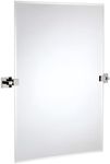 Hamilton Hills Large Squared Modern Pivot Rectangle Mirror with Polished Chrome Wall Anchors | Silver Backed Adjustable Moving & Tilting Wall Mirror |æ 20" x 30" Inches