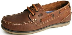 Womens Boat Shoes Deck Leather Nubuck Smooth Lightweight Trainers UK 4-8 (UK 6 / EU 39, Brown/Tan)